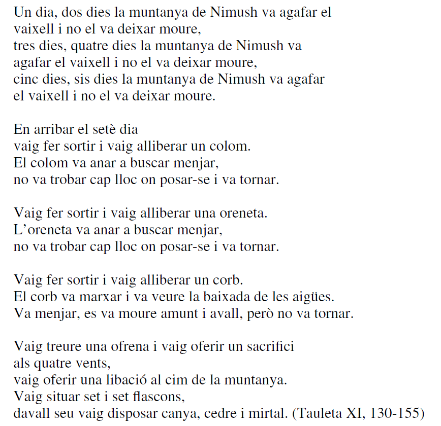 Poema de Gilgamesh (fragment, traducció)